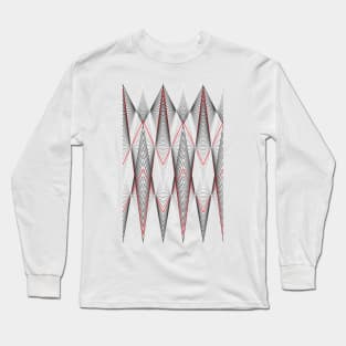 Graphic with triangles in white, red to black. Long Sleeve T-Shirt